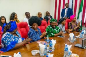Advocates of the Reserved Seats for Women Bill meeting with the leadership of the senate in May 2025