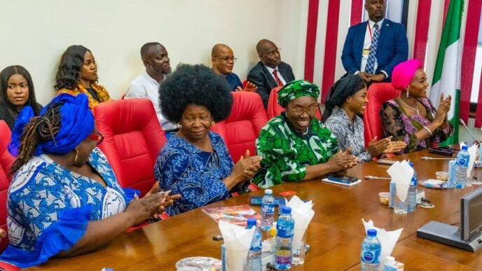 Advocates of the Reserved Seats for Women Bill meeting with the leadership of the senate in May 2025