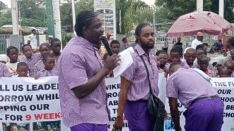 VeryDarkMan leads children to protest 3-month teacher strike in Abuja
