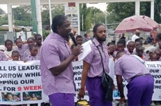 VeryDarkMan leads children to protest 3-month teacher strike in Abuja