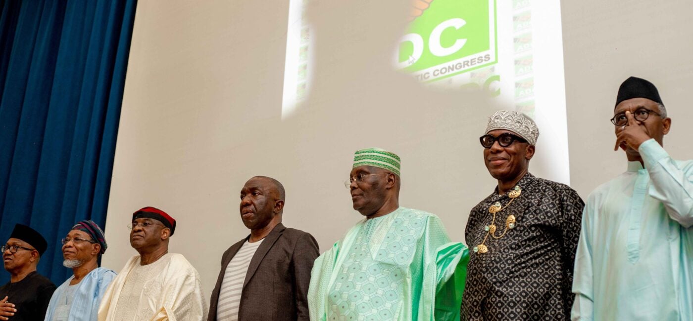 L-R: Peter Obi, Rauf Aregbesola, David Mark, Ralph Nwosu, Atiku Abubakar, Rotimi Amaechi and Nasir el-Rufai