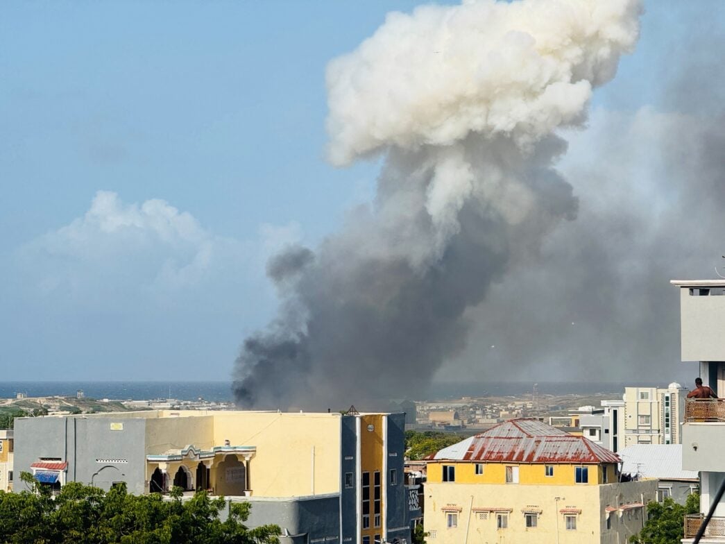 The helicopter crash site in Mogadishu, capital of Somalia