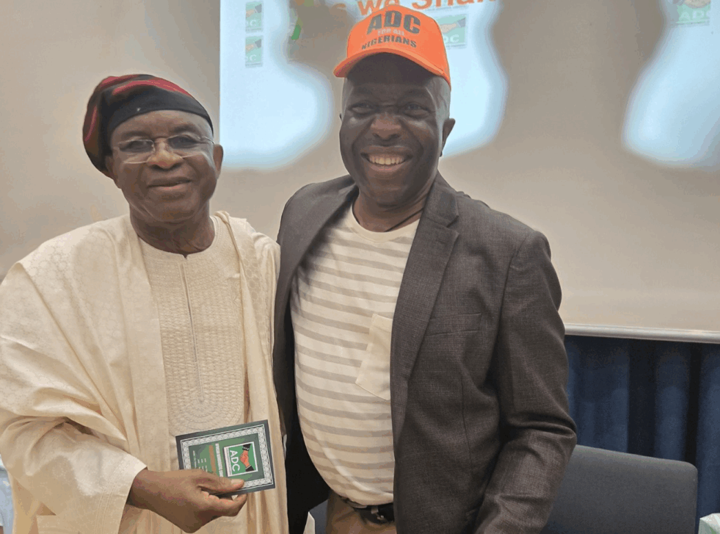 Ralph Nwosu, the national chairman of the African Democratic Congress (ADC) with David Mark