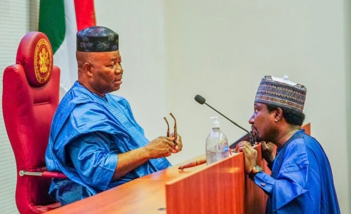 Senate President Godswill Akpabio and Barau Jibrin, his deputy | File photo