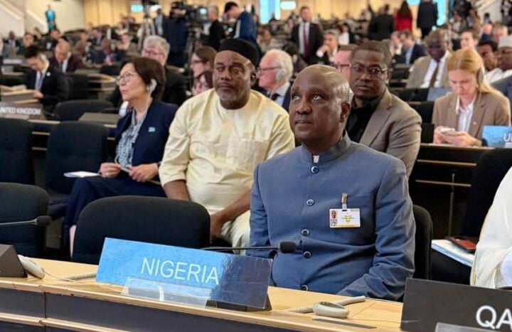 Tajudeen Abbas, speaker of the house of representatives, at the World Conference of Speakers of Parliaments in Geneva, Switzerland