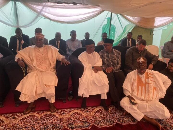 Atiku, el-Rufai and Peter Obi at the grave of the late former President Buhari