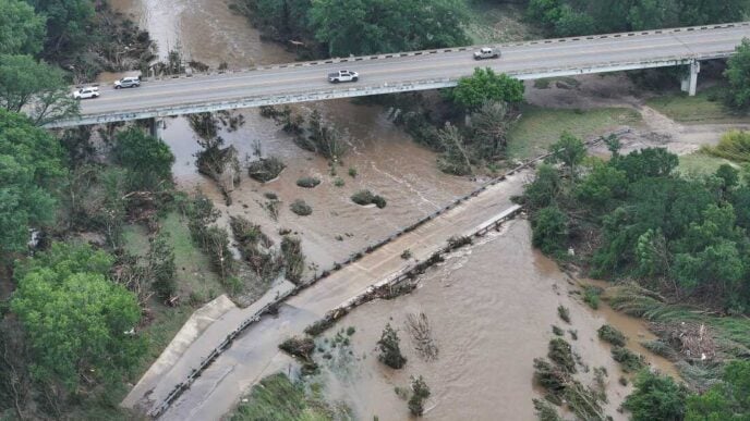 A drone view shows fallen trees as a result of flash floods, in Comfort, Texas, U.S, on July 5, 2025 | Photo: REUTERS/Marco Bello