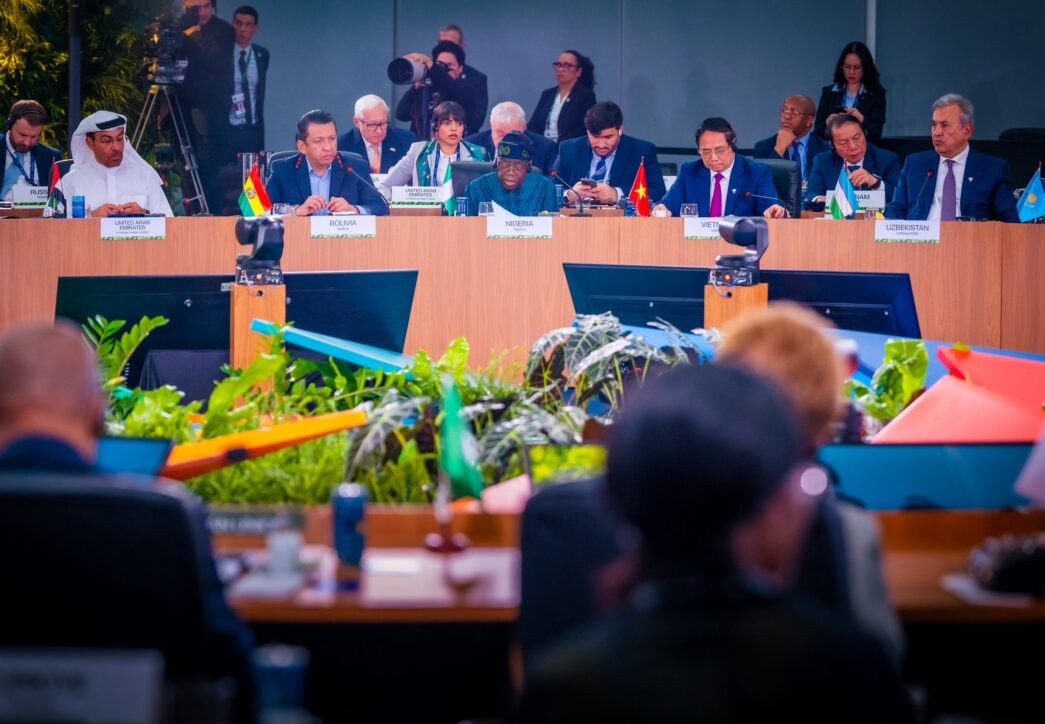 President Bola Tinubu (3rd from left, front row) at the BRICS meeting in Rio de Janeiro