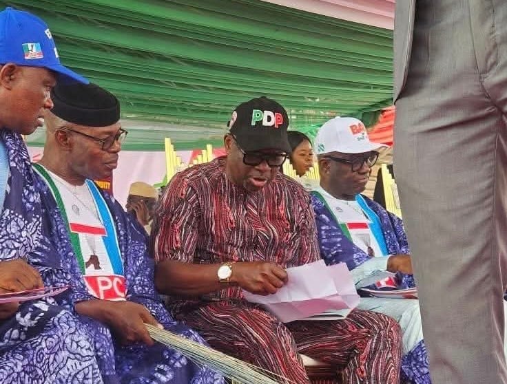 Ayodele Fayose at the APC rally in Ado-Ekiti on July 28, 2025