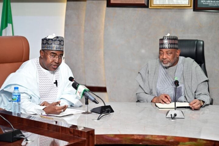 L-R: NDLEA chair Buba Marwa and agriculture minister Abubakar Kyari