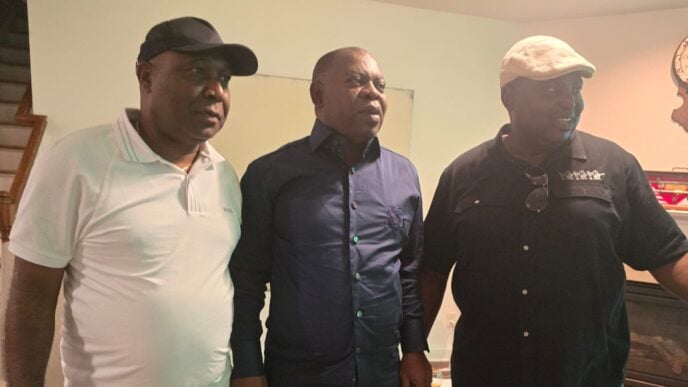 L-R: Collins Odinjor, Delta deputy governor Monday Onyeme, and Kingsley Dike
