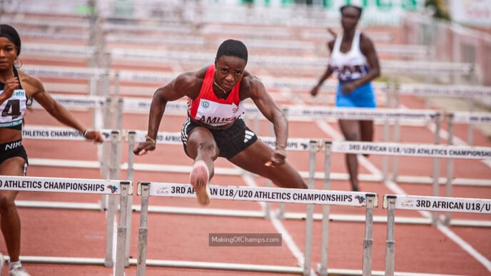 Tobi Amusan leading the pack at the national trial at YABATECH | Photo Credit: Making of Champions
