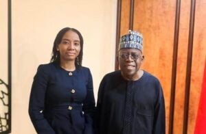 President Bola Tinubu and Omolola Oloworaran, director general of the National Pension Commission