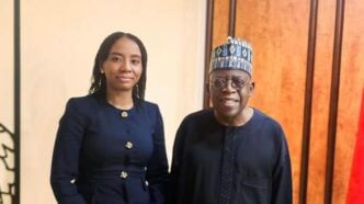 President Bola Tinubu and Omolola Oloworaran, director general of the National Pension Commission