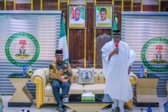 Bala Mohammed (R) and Peter Obi