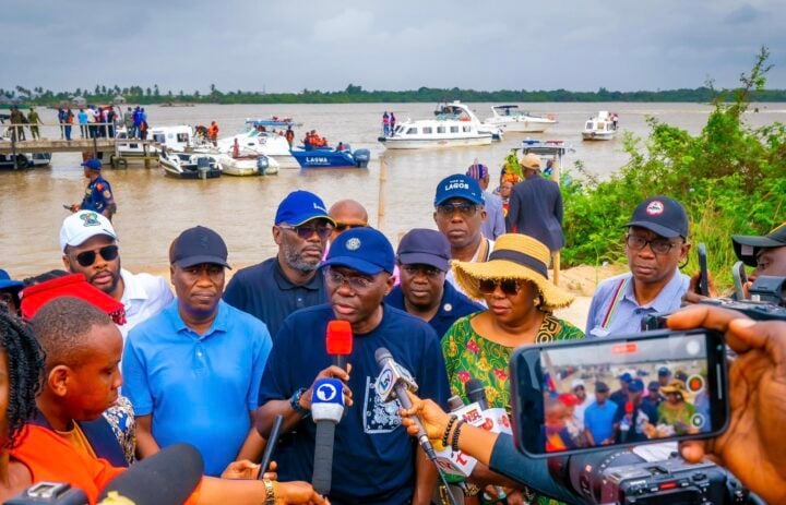 Babajide Sanwo-Olu, governor of Lagoa state, on his tour of the state's coastline