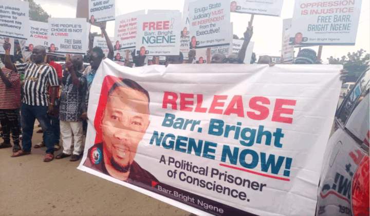 Protesters at the NBA conference | Photo: Punch