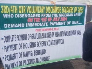 Retired military personnel protest at ministry of finance over unpaid entitlements