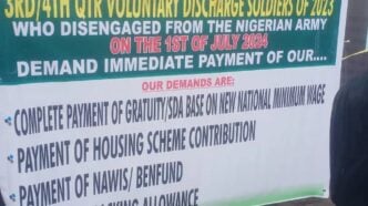 Retired military personnel protest at ministry of finance over unpaid entitlements
