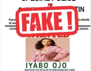 FAKE NEWS ALERT: We didn't declare Iyabo Ojo wanted, say police