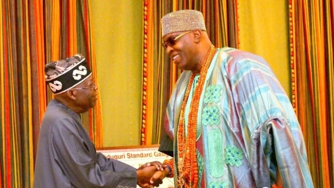President Bola Tinubu and Ghandi Olaoye, the Soun of Ogbomosoland