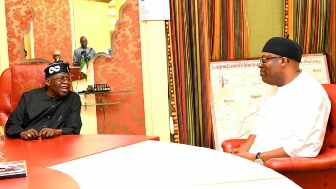 Fubara in a meeting with President Bola Tinubu at Aso Rock