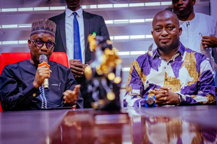 Tajudeen Abbas, speaker of the house of representatives (L) with Dayo Israel, APC national youth leader