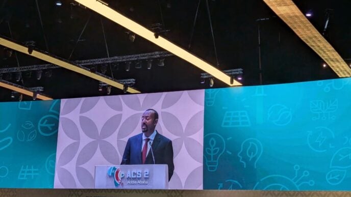 Abiy Ahmed, Ethiopian prime minister, delivering a speech at ACS2