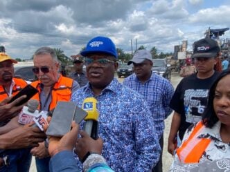 David Umahi (in blue cap) before TV microphones | Photo: @ennyola0015 on X