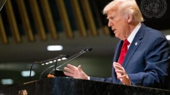 Donald Trump, president of the United States of America, addresses the general debate of the General Assembly's 80th session in New York | UN Photo/Evan Shneider