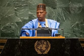 Kashim Shettima, Vice-President of Nigeria, addresses the general debate of the General Assembly’s 80th session | UN Photo/Laura Jarriel