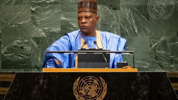Kashim Shettima, Vice-President of Nigeria, addresses the general debate of the General Assembly’s 80th session | UN Photo/Laura Jarriel
