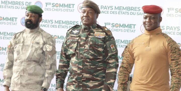 L-R: Mali leader Assimi Goita, Abdourahamane Tchiani of Niger Republic, and Ibrahim Traore of Burkina Faso | File photo