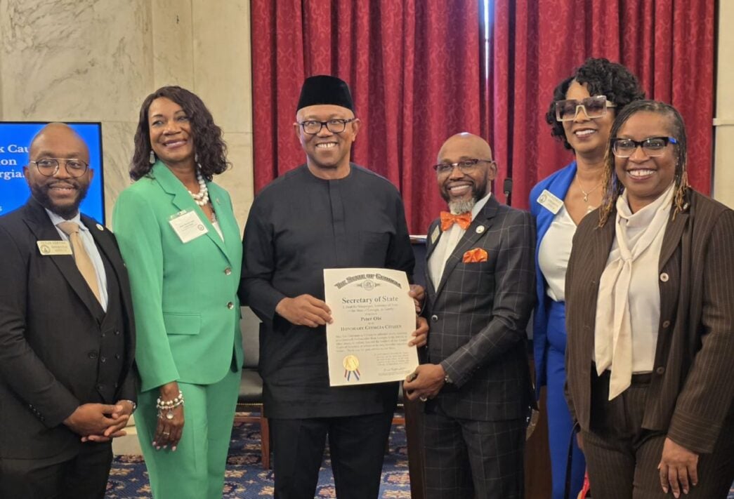 Peter Obi (in the middle with cap) receives honorary Georgia citizenship
