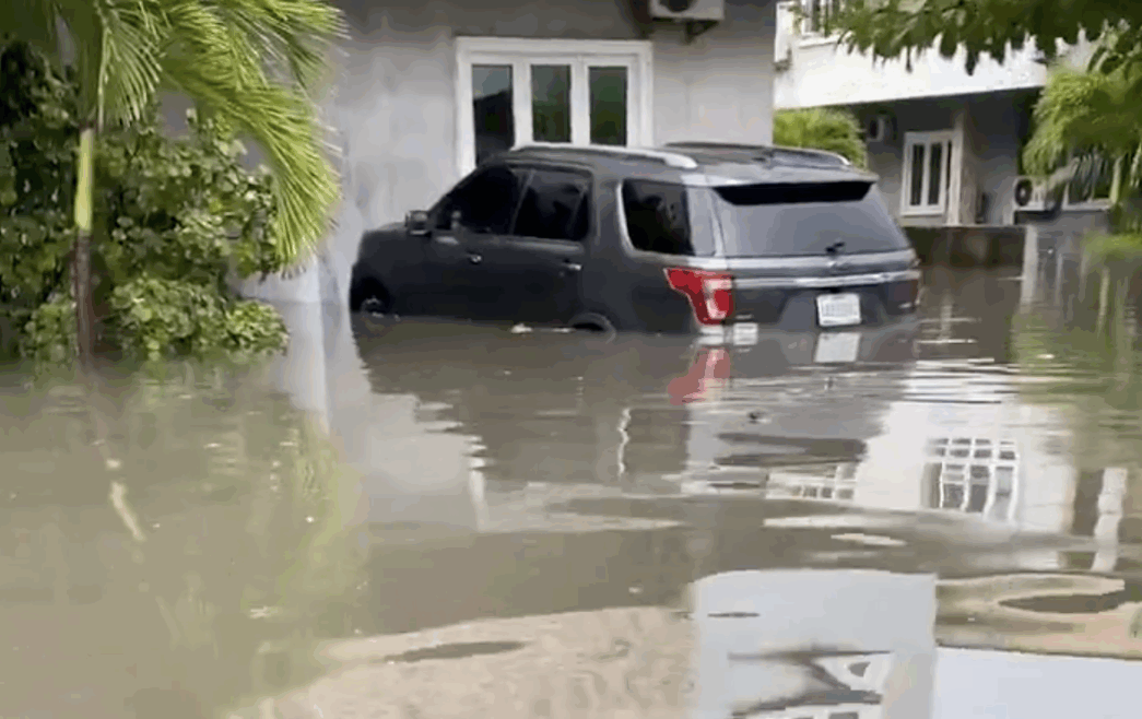 Submerged car in an estate in Lekki