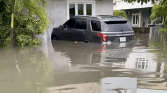 Submerged car in an estate in Lekki