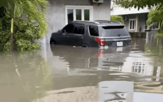 Submerged car in an estate in Lekki