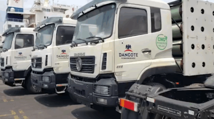 Dangote refinery trucks