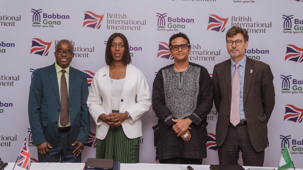 L-R: Benson Adenuga, West Africa regional director and head of office for Nigeria, BII; Florence Eshalomi, UK trade envoy to Nigeria; Kola Masha, managing director of Babban Gona, and Jonny Baxter, the British deputy high commissioner to Nigeria at the signing ceremony of BII’s $7.5 million agri-tech investment in Babban Gona on 2 September 2025, in Lagos, Nigeria.