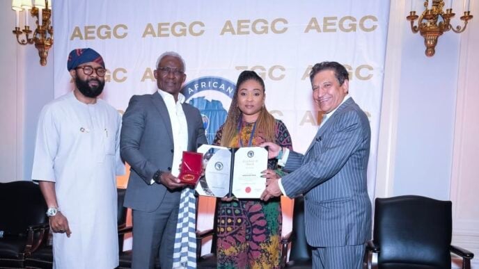 L-R: McEva Temofe, founder & convener, African Economic Global Convergence; Kayode Akintemi, managing director and editor-in-chief, News Central; Rosemary Egabor-Afolahan, drector, commercial & communications, News Central; and Ron D'Vari, CEO, NewOak Capital