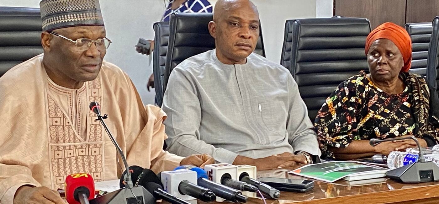Mahmood Yakubu, the INEC chairman (left)