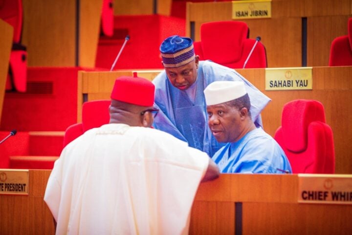 Mohammed Dandutse (blue cap) during senate plenary | File photo