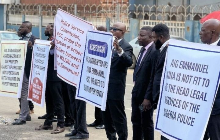 Protesters demonstrate against AIG Aina in Abuja