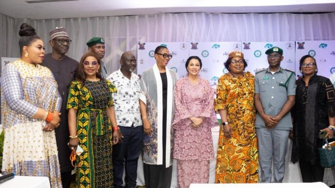 minister of state for finance, Dr. Doris Uzoka-Anite (fourth from right) hosted the inaugural Government-Private Sector (GPS) Dialogue Series attended by heads of key federal agencies including the BOI, NEXIM, SON, NAFDAC, and NEPC