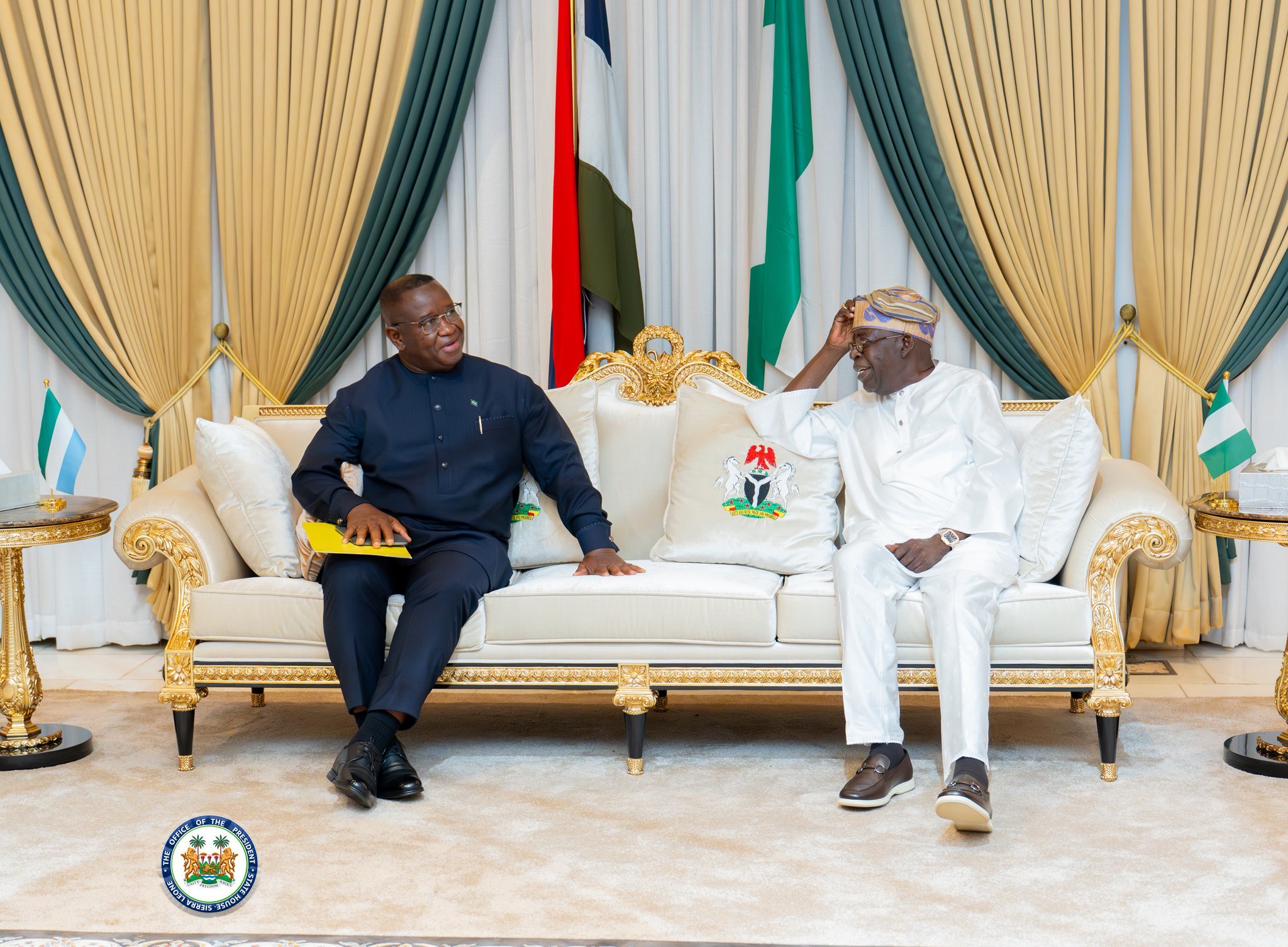 Tinubu hosts Sierra Leone president Julius Bio in Aso Rock