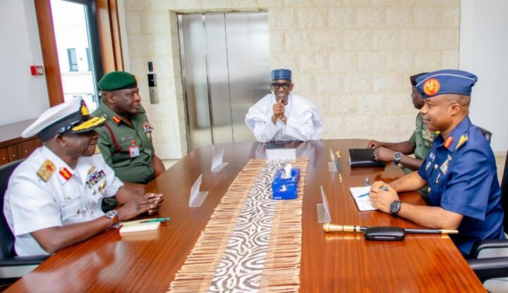 Nuhu Ribadu, national security adviser (NSA), with service chiefs