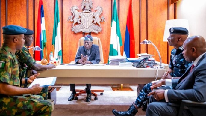 President Bola Tinubu with security chiefs