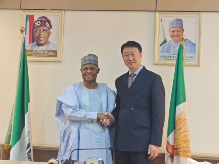 L-R: Uba Sani, Kaduna state governor, and Yu Dunhai, Chinese envoy to Nigeria, during a visit to the Sir Kashim Ibrahim House on November 6, 2025, in Kaduna