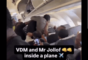 VeryDarkMan and Mr Jollof fighting on a plane