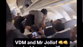 VeryDarkMan and Mr Jollof fighting on a plane